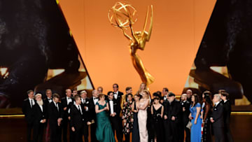 LOS ANGELES, CALIFORNIA - SEPTEMBER 22: Cast and crew of 'Game of Thrones' accept the Outstanding Drama Series award onstage during the 71st Emmy Awards at Microsoft Theater on September 22, 2019 in Los Angeles, California. (Photo by Kevin Winter/Getty Images)