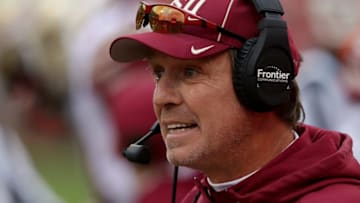 CLEMSON, SC - NOVEMBER 11: Head coach Jimbo Fisher of the Florida State Seminoles reacts on the sidelines during their game against the Clemson Tigers at Memorial Stadium on November 11, 2017 in Clemson, South Carolina. (Photo by Streeter Lecka/Getty Images)
