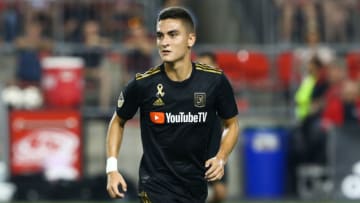 TORONTO, ON - SEPTEMBER 01: Los Angeles FC midfielder Eduard Atuesta (20) looks on against Toronto FC on September 01, 2018, at BMO Field in Toronto, ON, Canada. (Photo by Kevin Sousa/Icon Sportswire via Getty Images)