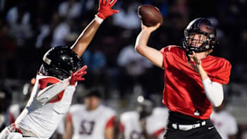 Auburn footballLipscomb Academy’s Hank Brown (9) passes during a scrimmage against Pearl-Cohn at Lipscomb Academy in Nashville, Tenn., Friday, July 29, 2022.La Pchs Scrimfb 072922 An 028