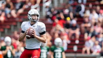 Cincinnati Bearcats quarterback Brady Drogosh during the spring scrimmage at Nippert Stadium. The Enquirer.