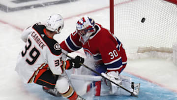 Jan 27, 2022; Montreal, Quebec, CAN; Montreal Canadiens goaltender Cayden Primeau Mandatory Credit: Jean-Yves Ahern-USA TODAY Sports