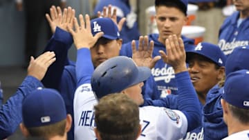 LOS ANGELES, CA - MARCH 31: Center fielder Enrique Hernandez (Photo by John McCoy/Getty Images)