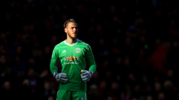 STOKE ON TRENT, ENGLAND - SEPTEMBER 09: David De Gea of Manchester United in action during the Premier League match between Stoke City and Manchester United at Bet365 Stadium on September 09, 2017 in Stoke on Trent, England. (Photo by Richard Heathcote/Getty Images)