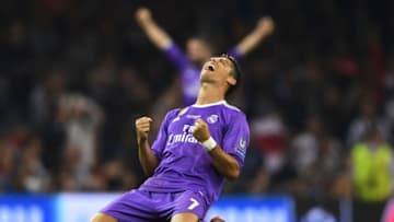 CARDIFF, WALES - JUNE 03: Cristiano Ronaldo of Real Madrid celerbrates victory after the UEFA Champions League Final between Juventus and Real Madrid at National Stadium of Wales on June 3, 2017 in Cardiff, Wales. (Photo by Laurence Griffiths/Getty Images)
