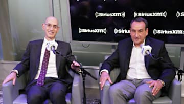 NBA commissioner Adam Silver and Duke basketball head coach Mike Krzyzewski (Photo by Cindy Ord/Getty Images)