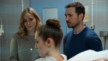 The Nest on Acorn TV. Sophie Rundle as Emily, Mirren Mack as Kaya and Martin Compston © Studio Lambert and all3media international_Ep. 1