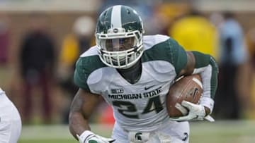 Nov 24, 2012; Minneapolis, MN, USA: Michigan State Spartans running back Le
