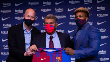 Barcelona's Spanish new player Adama Traore. (Photo by Adria Puig/Anadolu Agency via Getty Images)