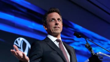 NEW YORK, NY - DECEMBER 04: Presenter Comedian, Writer, TV Personality Seth Myers speaks on stage during Vital Voices Global Partnership: 2017 Voices Against Solidarity Awards at IAC HQ on December 4, 2017 in New York City. (Photo by Paul Morigi/Getty Images for Vital Voices Global Partnership)
