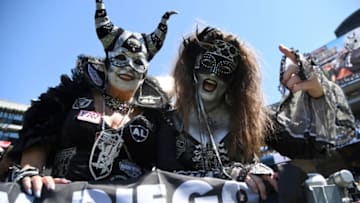 OAKLAND, CA - SEPTEMBER 18: Oakland Raiders fans cheer in the stands prior to their NFL game against the Atlanta Falcons at Oakland-Alameda County Coliseum on September 18, 2016 in Oakland, California. (Photo by Thearon W. Henderson/Getty Images)
