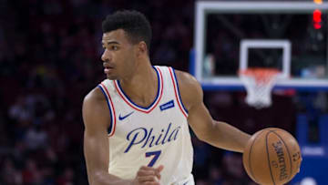 PHILADELPHIA, PA - MARCH 2: Timothe Luwawu-Cabarrot #7 of the Philadelphia 76ers dribbles the ball against the Charlotte Hornets at the Wells Fargo Center on March 2, 2018 in Philadelphia, Pennsylvania. NOTE TO USER: User expressly acknowledges and agrees that, by downloading and or using this photograph, User is consenting to the terms and conditions of the Getty Images License Agreement. (Photo by Mitchell Leff/Getty Images) *** Local Caption *** Timothe Luwawu-Cabarrot