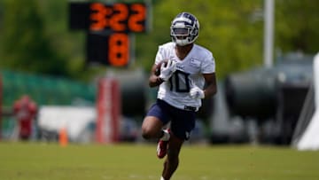 Dez Fitzpatrick, Tennessee Titans rookie WR. Mandatory Credit: Mark Humphrey/Pool Photo via USA TODAY Sports