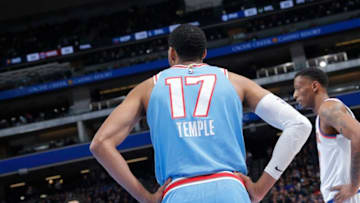 SACRAMENTO, CA - MARCH 4: Garrett Temple #17 of the Sacramento Kings looks on during the game against the New York Knicks on March 4, 2018 at Golden 1 Center in Sacramento, California. NOTE TO USER: User expressly acknowledges and agrees that, by downloading and or using this photograph, User is consenting to the terms and conditions of the Getty Images Agreement. Mandatory Copyright Notice: Copyright 2018 NBAE (Photo by Rocky Widner/NBAE via Getty Images)