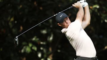 AUGUSTA, GEORGIA - NOVEMBER 15: Rory McIlroy of Northern Ireland plays his shot from the seventh tee during the final round of the Masters at Augusta National Golf Club on November 15, 2020 in Augusta, Georgia. (Photo by Patrick Smith/Getty Images)
