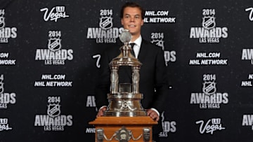LAS VEGAS, NV - JUNE 24: Tuukka Rask of the Boston Bruins poses with the Vezina Trophy during the 2014 NHL Awards at the Encore Theater at Wynn Las Vegas on June 24, 2014 in Las Vegas, Nevada. (Photo by Bruce Bennett/Getty Images)