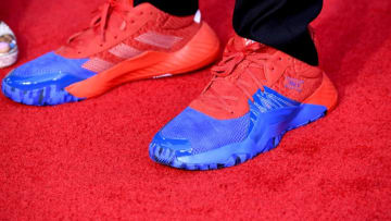 HOLLYWOOD, CALIFORNIA - JUNE 26: Adidas signature shoes worn by Donovan Mitchell at the Premiere Of Sony Pictures' "Spider-Man Far From Home" at TCL Chinese Theatre on June 26, 2019 in Hollywood, California. (Photo by Frazer Harrison/Getty Images)
