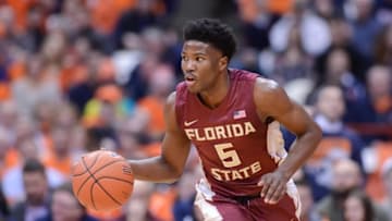 Feb 11, 2016; Syracuse, NY, USA; Florida State Seminoles guard Malik Beasley (5) brings the ball up court during the first half of a game against the Syracuse Orange at the Carrier Dome. Syracuse won 85-72. Mandatory Credit: Mark Konezny-USA TODAY Sports