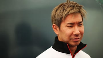 NORTHAMPTON, ENGLAND - APRIL 15: Kamui Kobayashi of Japan and Toyota Gazoo Racing is interviewed by the media following qualifying for the FIA World Endurance Championship at Silverstone on April 15, 2017 in Northampton, England. (Photo by Ker Robertson/Getty Images)