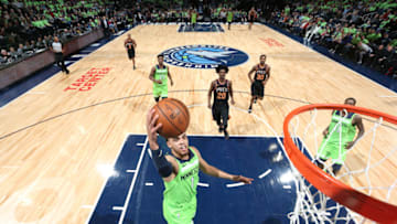 MINNEAPOLIS, MN - DECEMBER 16: Tyus Jones #1 of the Minnesota Timberwolves goes to the basket against the Phoenix Suns on December 16, 2017 at Target Center in Minneapolis, Minnesota. NOTE TO USER: User expressly acknowledges and agrees that, by downloading and or using this Photograph, user is consenting to the terms and conditions of the Getty Images License Agreement. Mandatory Copyright Notice: Copyright 2017 NBAE (Photo by David Sherman/NBAE via Getty Images)