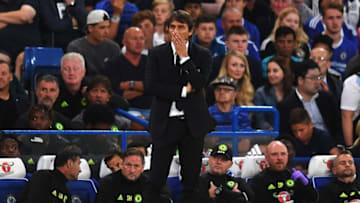 LONDON, ENGLAND - AUGUST 15: Antonio Conte, Manager of Chelsea looks on during the Premier League match between Chelsea and West Ham United at Stamford Bridge on August 15, 2016 in London, England. (Photo by Mike Hewitt/Getty Images)