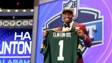 May 8, 2014; New York, NY, USA; Ha Ha Clinton-Dix (Alabama) poses for a photo after being selected as the number twenty-one overall pick in the first round of the 2014 NFL Draft to the Green Bay Packers at Radio City Music Hall. Mandatory Credit: Adam Hunger-USA TODAY Sports