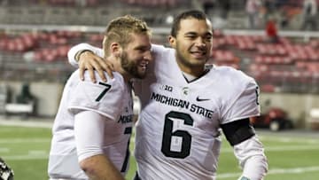 Nov 21, 2015; Columbus, OH, USA; Michigan State Spartans quarterbacks Tyler O
