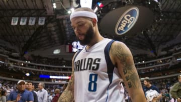 Apr 13, 2016; Dallas, TX, USA; Dallas Mavericks guard Deron Williams (8) leaves the court after the loss to the San Antonio Spurs at the American Airlines Center. The Spurs defeat the Mavericks 96-91. Mandatory Credit: Jerome Miron-USA TODAY Sports