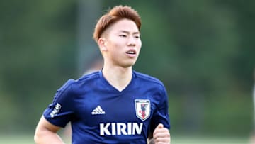 NARASHINO, JAPAN - MAY 21: Takuma Asano of Japan in action during a Japan training session at Akitsu Football Field on May 21, 2018 in Narashino, Chiba, Japan. (Photo by Koji Watanabe/Getty Images)