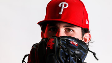 Feb 23, 2023; Clearwater, FL, USA; Philadelphia Phillies pitcher Andrew Painter (76) during photo day at BayCare Ballpark. Mandatory Credit: Nathan Ray Seebeck-USA TODAY Sports