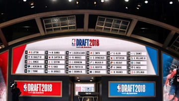 NEW YORK, NY - JUNE 21: Picks one through 30 are seen on the board at the conclusion of the first round during the 2018 NBA Draft at the Barclays Center on June 21, 2018 in the Brooklyn borough of New York City. NOTE TO USER: User expressly acknowledges and agrees that, by downloading and or using this photograph, User is consenting to the terms and conditions of the Getty Images License Agreement. (Photo by Mike Stobe/Getty Images)