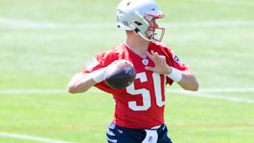 Mac Jones #50 of the New England Patriots. (Photo by Kathryn Riley/Getty Images)