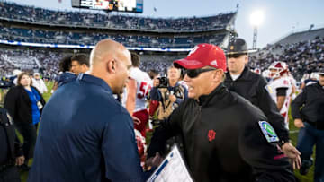 UNIVERSITY PARK, PA - SEPTEMBER 30: Head coach James Franklin of the Penn State Nittany Lions shakes hands with head coach Tom Allen of the Indiana Hoosiers after the game on September 30, 2017 at Beaver Stadium in University Park, Pennsylvania. Penn State defeats Indiana 45-14. (Photo by Brett Carlsen/Getty Images)
