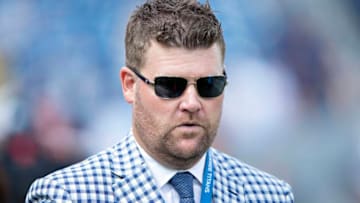 NASHVILLE, TN - SEPTEMBER 24: General Manager Jon Robinson of the Tennessee Titans talking with fans before a game against the Seattle Seahawks at Nissan Stadium on September 24, 2017 in Nashville, Tennessee. The Titans defeated the Seahawks 33-27. (Photo by Wesley Hitt/Getty Images)
