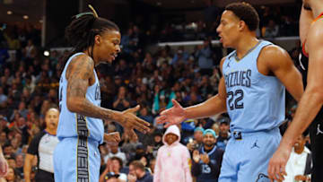 Memphis Grizzlies guard Ja Morant and Memphis Grizzlies guard Desmond Bane-Mandatory Credit: Petre Thomas-USA TODAY Sports