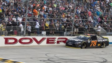 Oct 2, 2016; Dover, DE, USA; Sprint Cup Series driver Martin Truex Jr. (78) wins the Citizen Soldier 400 at Dover International Speedway. Mandatory Credit: Jerome Miron-USA TODAY Sports