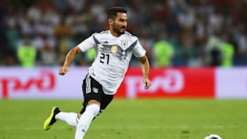 SOCHI, RUSSIA - JUNE 23: Ilkay Gundogan of Germany in action during the 2018 FIFA World Cup Russia group F match between Germany and Sweden at Fisht Stadium on June 23, 2018 in Sochi, Russia. (Photo by Dean Mouhtaropoulos/Getty Images)