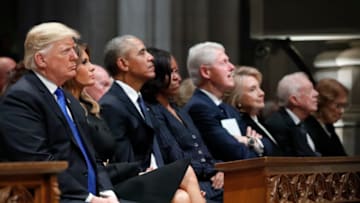 President Donald Trump, first lady Melania Trump, former President Barack Obama, former first lady Michelle Obama, former President Bill Clinton, former Secretary of State Hillary Clinton, and former President Jimmy Carter (Photo by Alex Brandon - Pool/Getty Images)