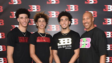 CHINO, CA - SEPTEMBER 02: (L-R) Lonzo Ball, LaMelo Ball, LiAngelo Ball and LaVar Ball attend Melo Ball's 16th Birthday on September 2, 2017 in Chino, California. (Photo by Joshua Blanchard/Getty Images for Crosswalk Productions )