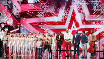 AMERICA'S GOT TALENT -- "America?s Got Talent Holiday Spectacular" -- Pictured: (l-r) Silhouettes, Nick Cannon, Sons of Serendip -- (Photo by: Trae Patton/NBC/NBCU Photo Bank via Getty Images)