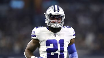 ARLINGTON, TEXAS - NOVEMBER 28: Ezekiel Elliott #21 of the Dallas Cowboys at AT&T Stadium on November 28, 2019 in Arlington, Texas. (Photo by Ronald Martinez/Getty Images)