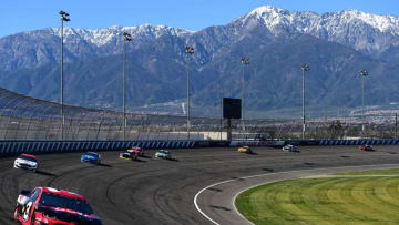 FONTANA, CA - MARCH 15: Austin Dillon, driver of the #3 Dow Coatings Chevrolet, leads a pack of cars during qualifying for the Monster Energy NASCAR Cup Series Auto Club 400 at Auto Club Speedway on March 15, 2019 in Fontana, California. (Photo by Jared C. Tilton/Getty Images)