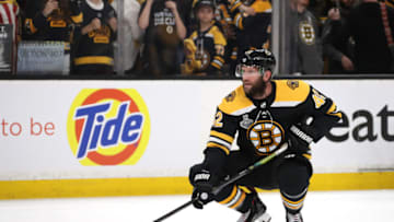 BOSTON, MASSACHUSETTS - MAY 27: David Backes #42 of the Boston Bruins warms up prior to Game One of the 2019 NHL Stanley Cup Final against the St. Louis Blues at TD Garden on May 27, 2019 in Boston, Massachusetts. (Photo by Bruce Bennett/Getty Images)