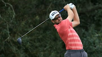 ST SIMONS ISLAND, GEORGIA - NOVEMBER 22: Corey Conners of Canada plays his shot from the second tee during the final round of The RSM Classic at the Seaside Course at Sea Island Golf Club on November 22, 2020 in St Simons Island, Georgia. (Photo by Sam Greenwood/Getty Images)