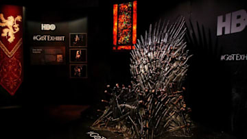 SYDNEY, AUSTRALIA - JUNE 30: A view of the 'Iron Throne' is seen at the launch of the Game Of Thrones Exhibition at the Museum of Contemporary Art on June 30, 2014 in Sydney, Australia. (Photo by Lisa Maree Williams/Getty Images)
