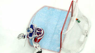 COLUMBUS, OH - DECEMBER 5: Alexandar Georgiev #40 of the New York Rangers makes a save during the game against the Columbus Blue Jackets on December 5, 2019 at Nationwide Arena in Columbus, Ohio. New York defeated Columbus 3-2. (Photo by Kirk Irwin/Getty Images)