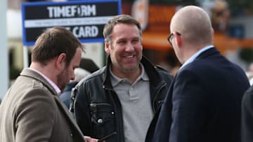 CHELTENHAM, ENGLAND - MARCH 11: Ex footballer Paul Merson enjoying day two of the Cheltenham Festival at Cheltenham Racecourse on March 11, 2015 in Cheltenham, England. (Photo by Michael Steele/Getty Images)
