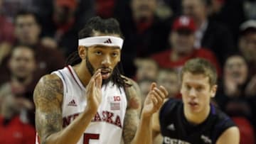 Nov 18, 2014; Lincoln, NE, USA; Nebraska Cornhuskers guard Terran Petteway (5) claps during the game against Central Arkansas Bears in the first half at Pinnacle Bank Arena. Mandatory Credit: Bruce Thorson-USA TODAY Sports
