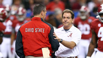 Urban Meyer, Ohio State Buckeyes, Nick Saban, Alabama Crimson Tide. (Photo by Streeter Lecka/Getty Images)