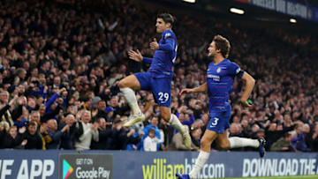 LONDON, ENGLAND - NOVEMBER 04: Alvaro Morata of Chelsea celebrates after scoring his team's second goal during the Premier League match between Chelsea FC and Crystal Palace at Stamford Bridge on November 4, 2018 in London, United Kingdom. (Photo by Catherine Ivill/Getty Images)